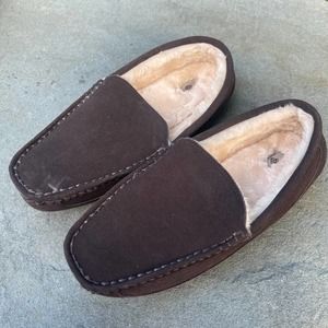 Mens Moccasins Brown Size 13 Loafer Wool Lined Warm Comfy Slip On Slippers